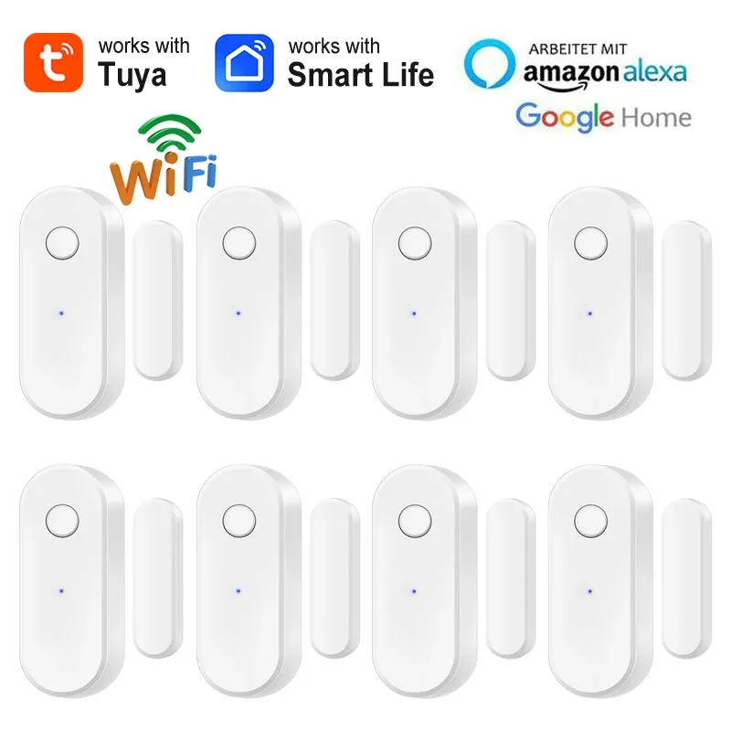 Capteur de porte et fenêtre WiFi Tuya pour maison intelligente, avec alarme de sécurité, compatible Alexa et Google Home, notifications à distance 1