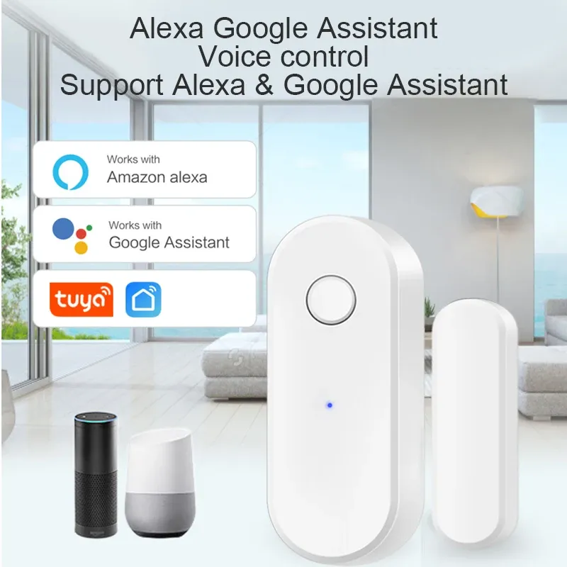 Capteur de porte et fenêtre WiFi Tuya pour maison intelligente, avec alarme de sécurité, compatible Alexa et Google Home, notifications à distance 6