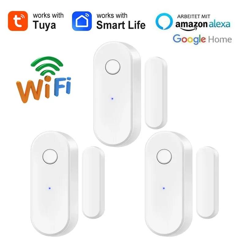 Capteur de porte et fenêtre WiFi Tuya pour maison intelligente, avec alarme de sécurité, compatible Alexa et Google Home, notifications à distance 9