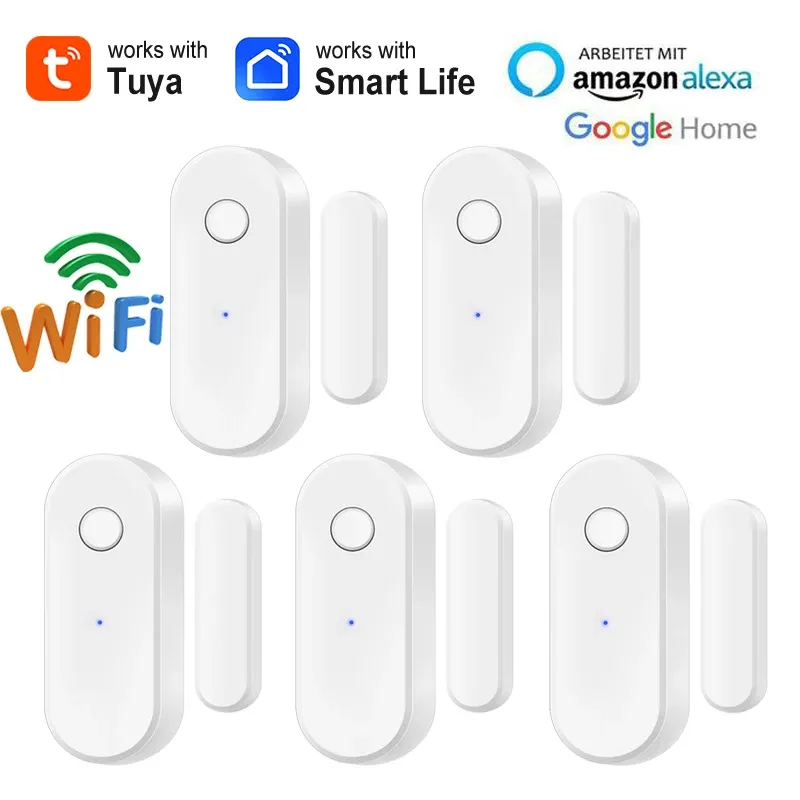 Capteur de porte et fenêtre WiFi Tuya pour maison intelligente, avec alarme de sécurité, compatible Alexa et Google Home, notifications à distance 8