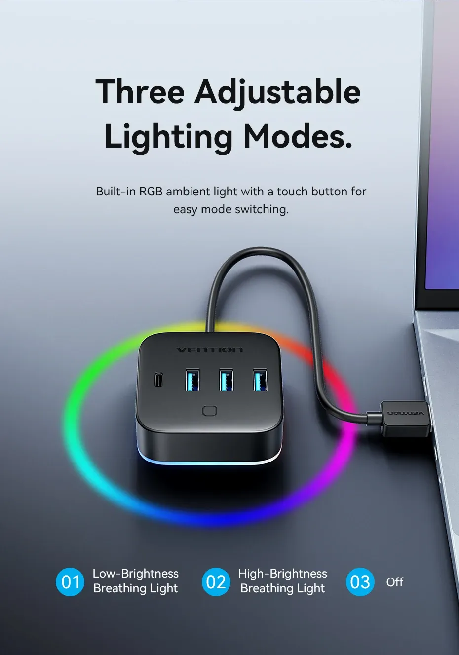 Éclairage RGB à trois modes
