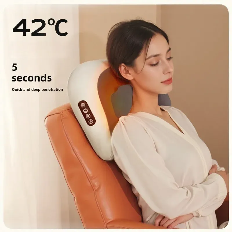 Oreiller masseur portable sans fil chauffant pour le cou et les épaules 5
