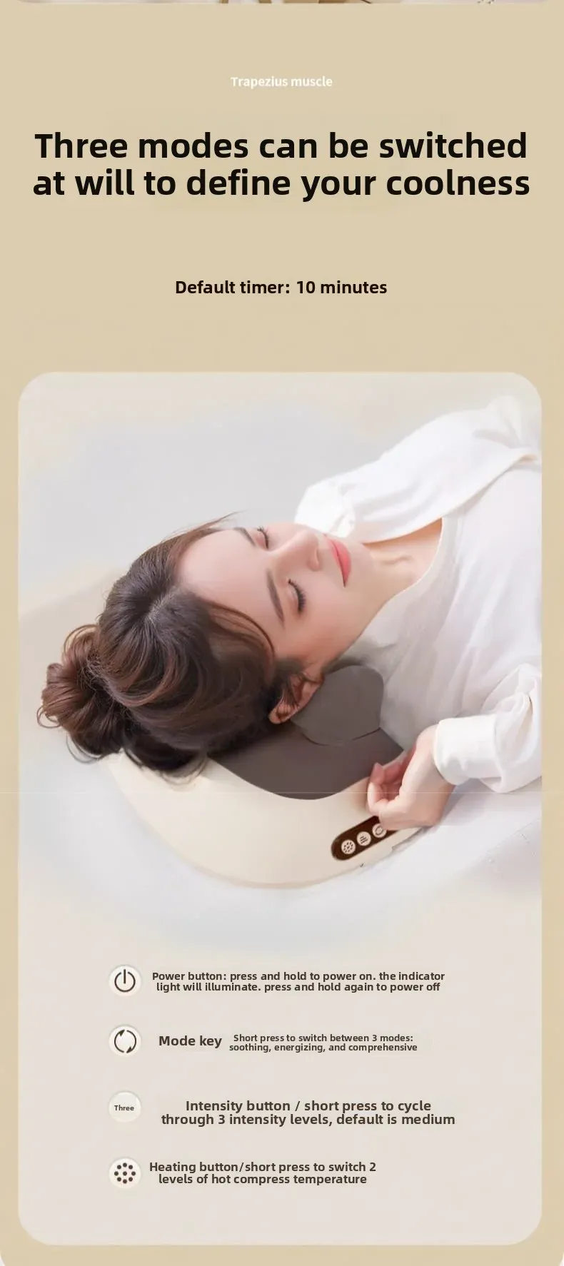Commandes de l'oreiller masseur