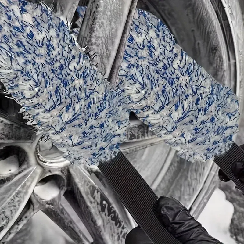 Serviette de lavage de roue en utilisation