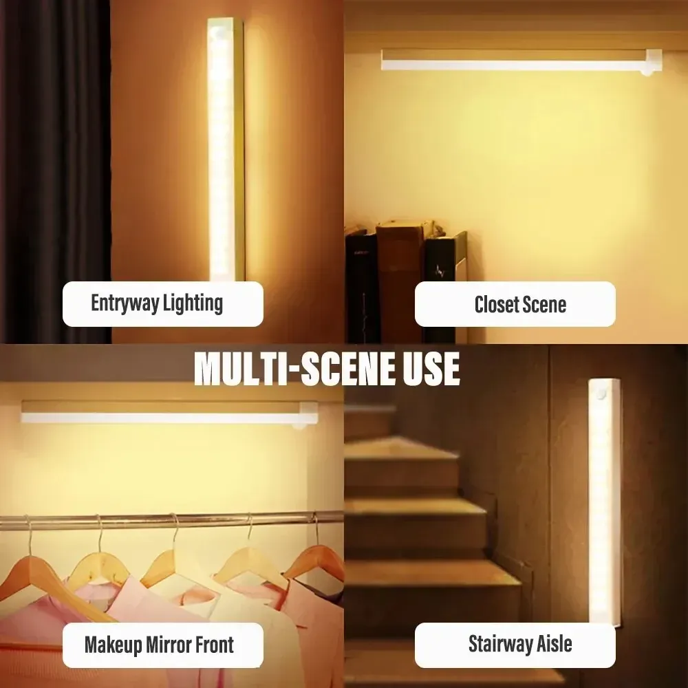 Veilleuse LED sans fil avec détecteur de mouvement, rechargeable USB-C, pour armoire, garde-robe et escalier 5