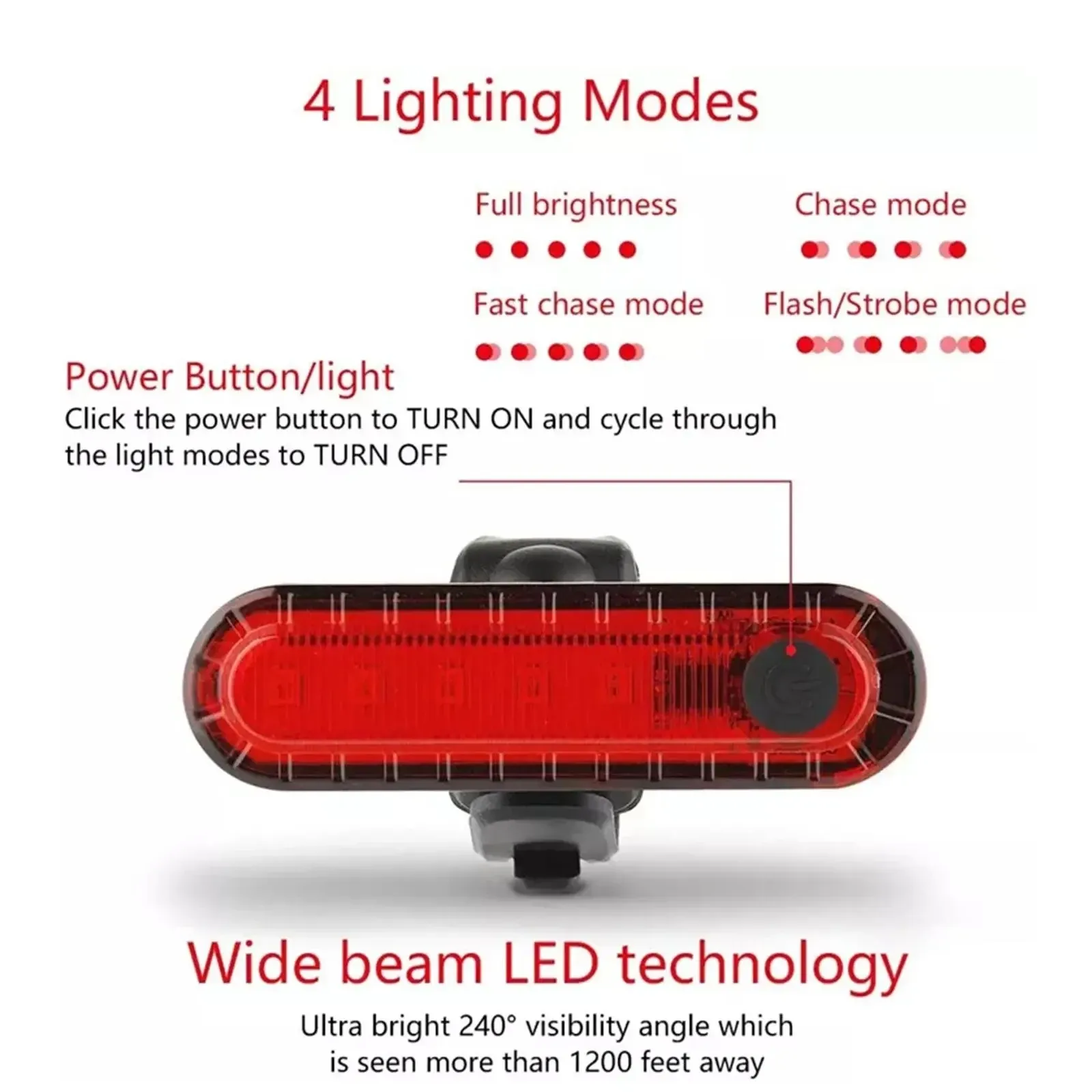 Feu arrière rouge ultra lumineux pour vélo, rechargeable par USB, facile à installer, pour une sécurité optimale à vélo 2