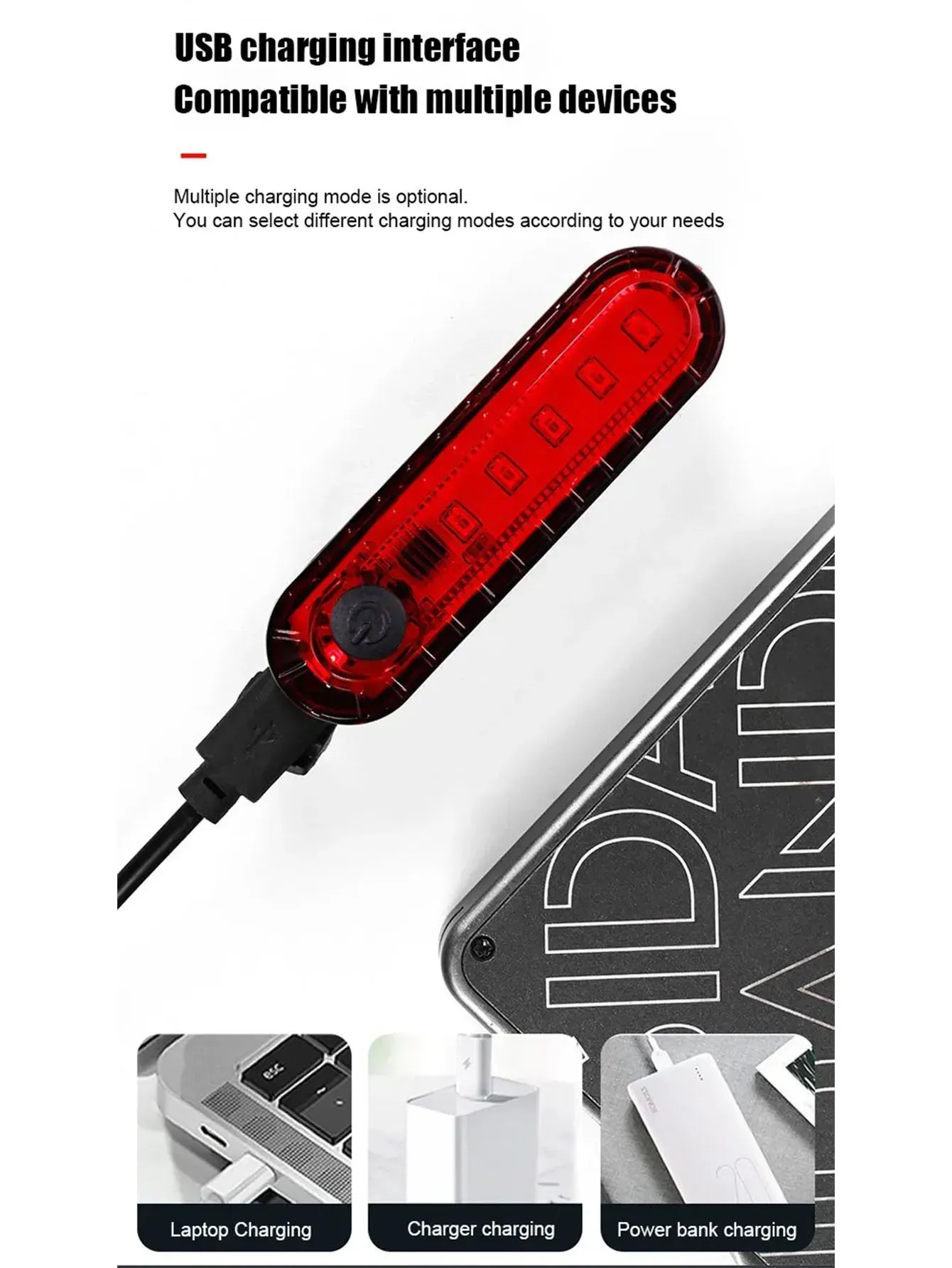 Feu arrière rouge pour vélo, finitions