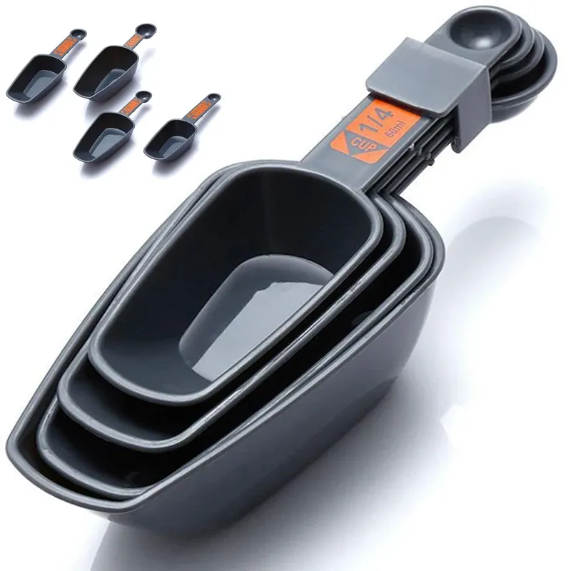 Cuillères doseuses en plastique PP, 1/4 tasse à 1 tasse, graduées, lot de 4 pièces