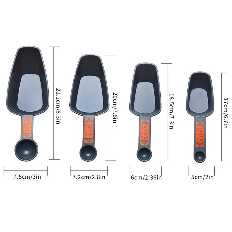 Cuillères doseuses en plastique PP, 1/4 tasse à 1 tasse, graduées, lot de 4 pièces 5