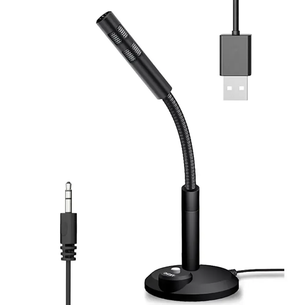 Mini Microphone de Studio USB 3.5 mm avec Pied de Bureau, Micro Gaming et Vocal pour PC Portable, Idéal pour Podcast et Enregistrement 3