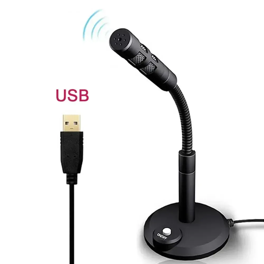 Mini Microphone de Studio USB 3.5 mm avec Pied de Bureau, Micro Gaming et Vocal pour PC Portable, Idéal pour Podcast et Enregistrement 5