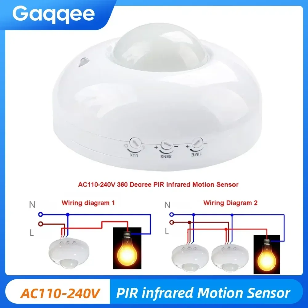 Mini veilleuse LED à détecteur de mouvement PIR, activation automatique, 220 V