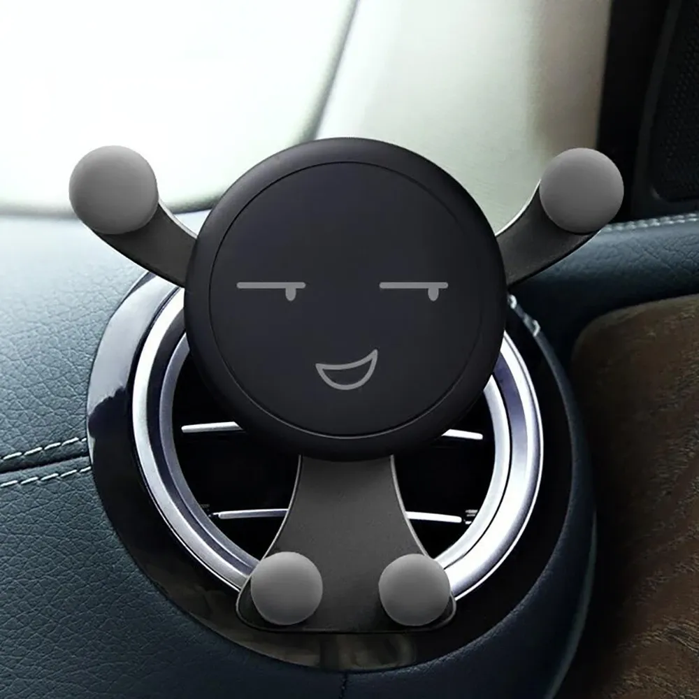 Support de téléphone pour voiture à gravité, clip de ventilation, support visage souriant, support GPS pour iPhone 12 Pro Max, Xiaomi, Samsung 1