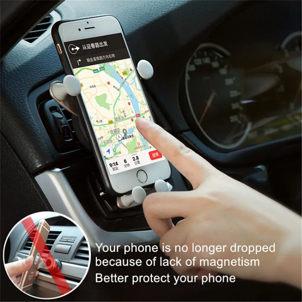 Support de téléphone pour voiture à gravité, clip de ventilation, support visage souriant, support GPS pour iPhone 12 Pro Max, Xiaomi, Samsung 3