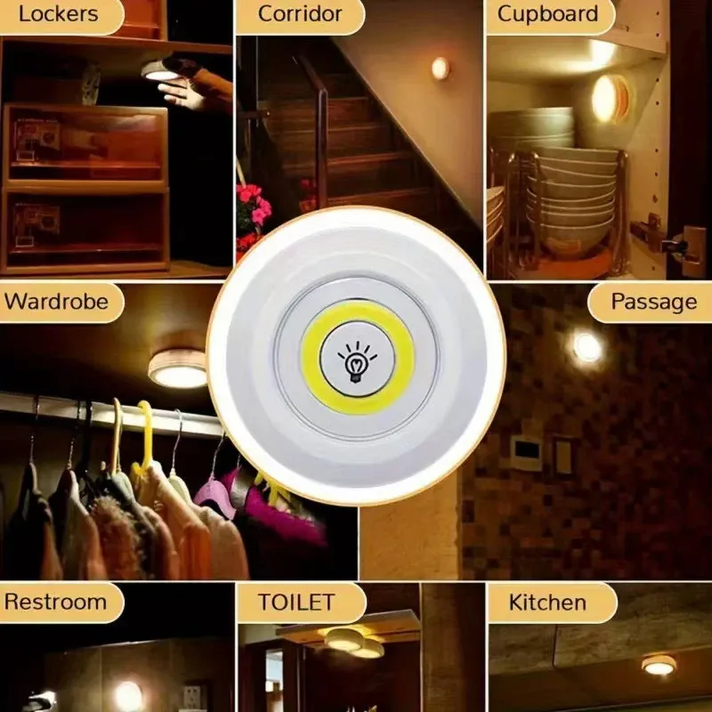 Lumière LED à intensité variable pour sous-meuble avec télécommande, fonctionnement sur piles, éclairage pour placards, armoires, salle de bain et veilleuse 5