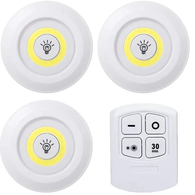 Lumière LED à intensité variable pour sous-meuble avec télécommande, fonctionnement sur piles, éclairage pour placards, armoires, salle de bain et veilleuse 11