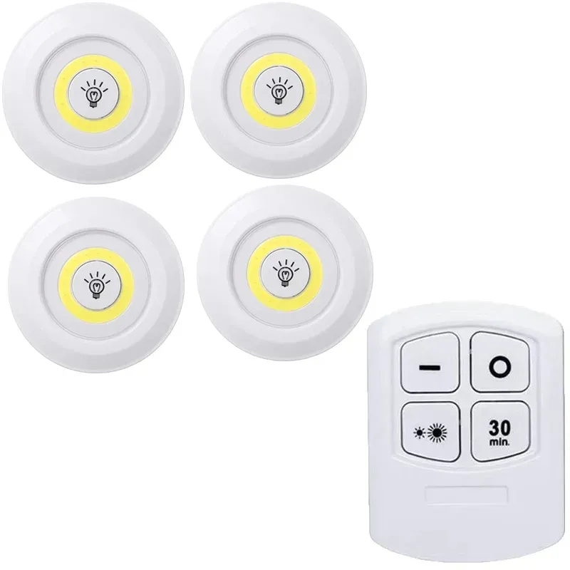 Lumière LED à intensité variable pour sous-meuble avec télécommande, fonctionnement sur piles, éclairage pour placards, armoires, salle de bain et veilleuse 10