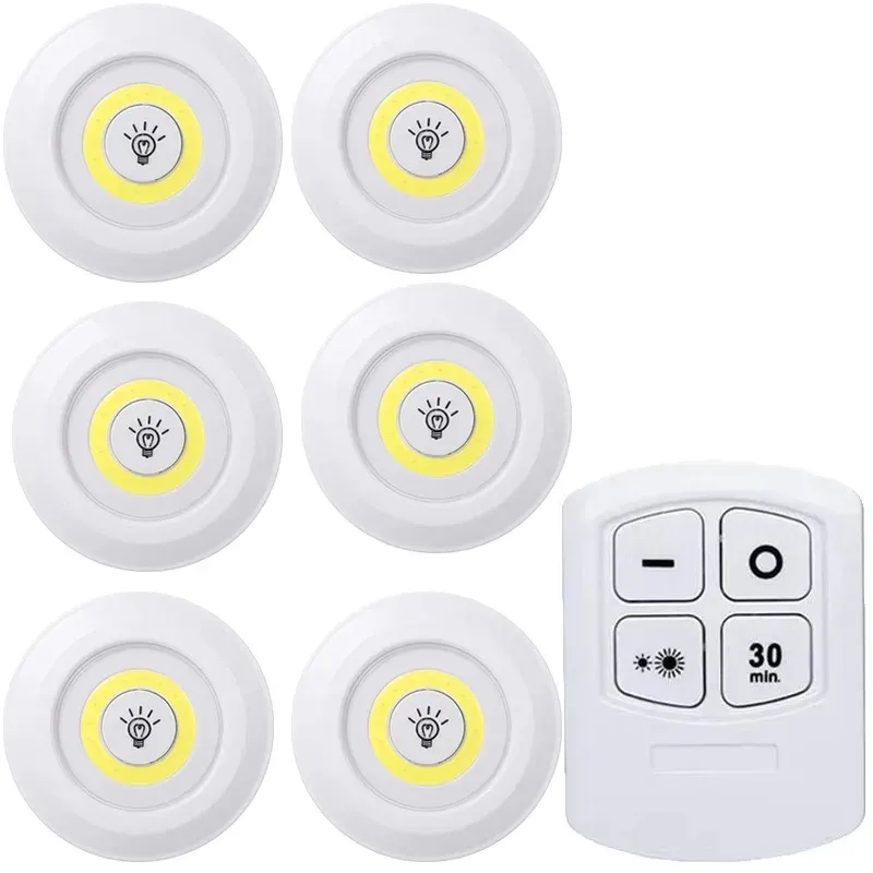 Lumière LED à intensité variable pour sous-meuble avec télécommande, fonctionnement sur piles, éclairage pour placards, armoires, salle de bain et veilleuse 12
