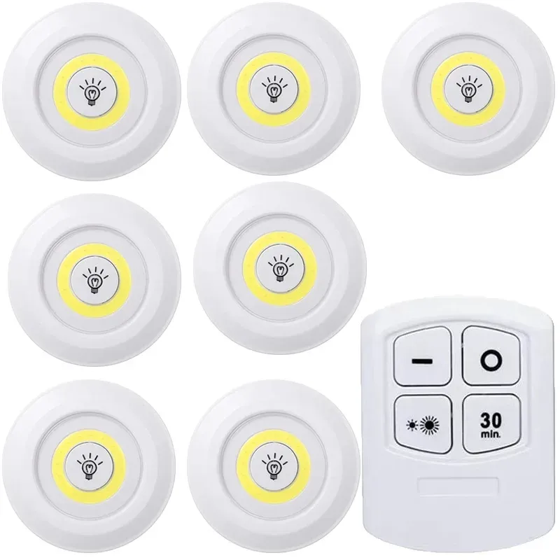 Lumière LED à intensité variable pour sous-meuble avec télécommande, fonctionnement sur piles, éclairage pour placards, armoires, salle de bain et veilleuse 15