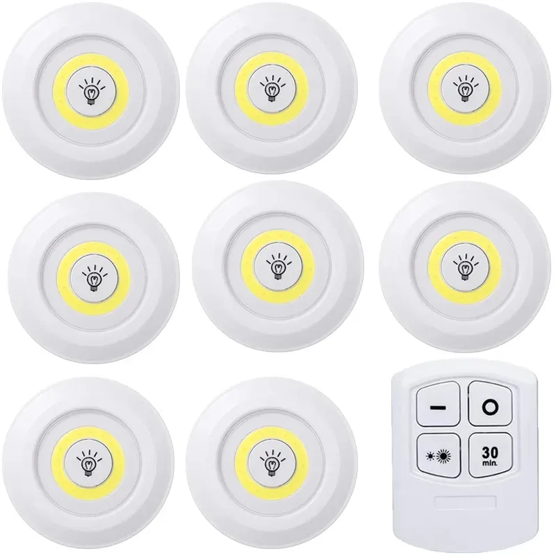 Lumière LED à intensité variable pour sous-meuble avec télécommande, fonctionnement sur piles, éclairage pour placards, armoires, salle de bain et veilleuse 14