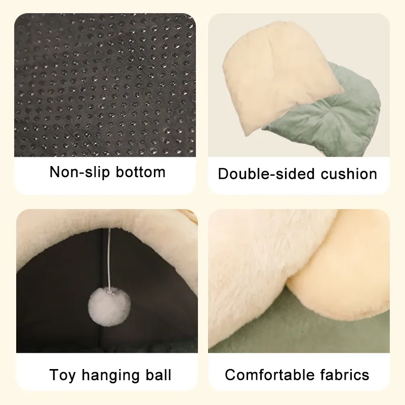 Lit de sommeil profond pour chat, lit cocon pour animaux de compagnie en forme de dessin animé, pliable, amovible et lavable, pour petit chien ou chat 5