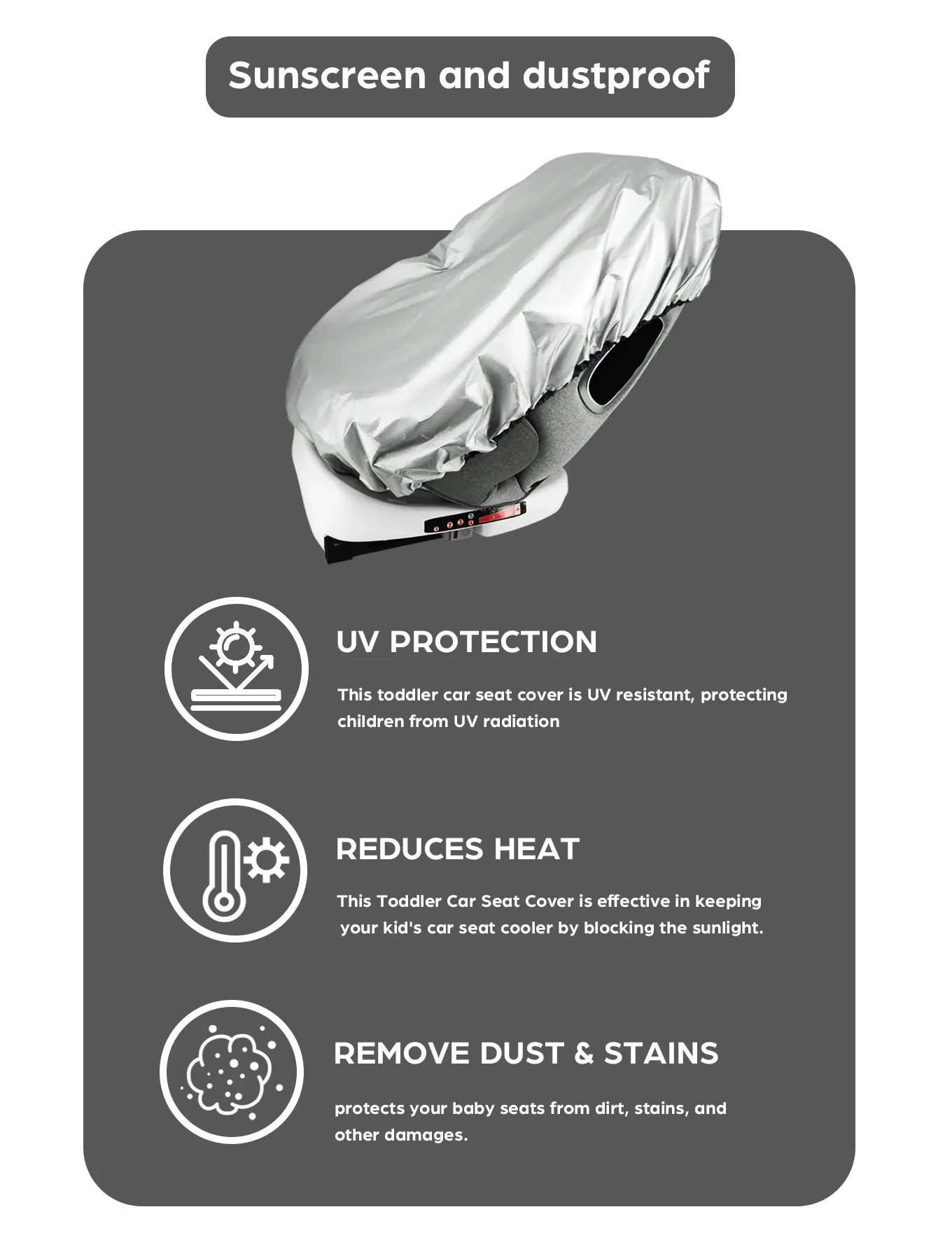 Pare-soleil pour siège auto bébé, protection UV et anti-chaleur, accessoire de voyage universel 4
