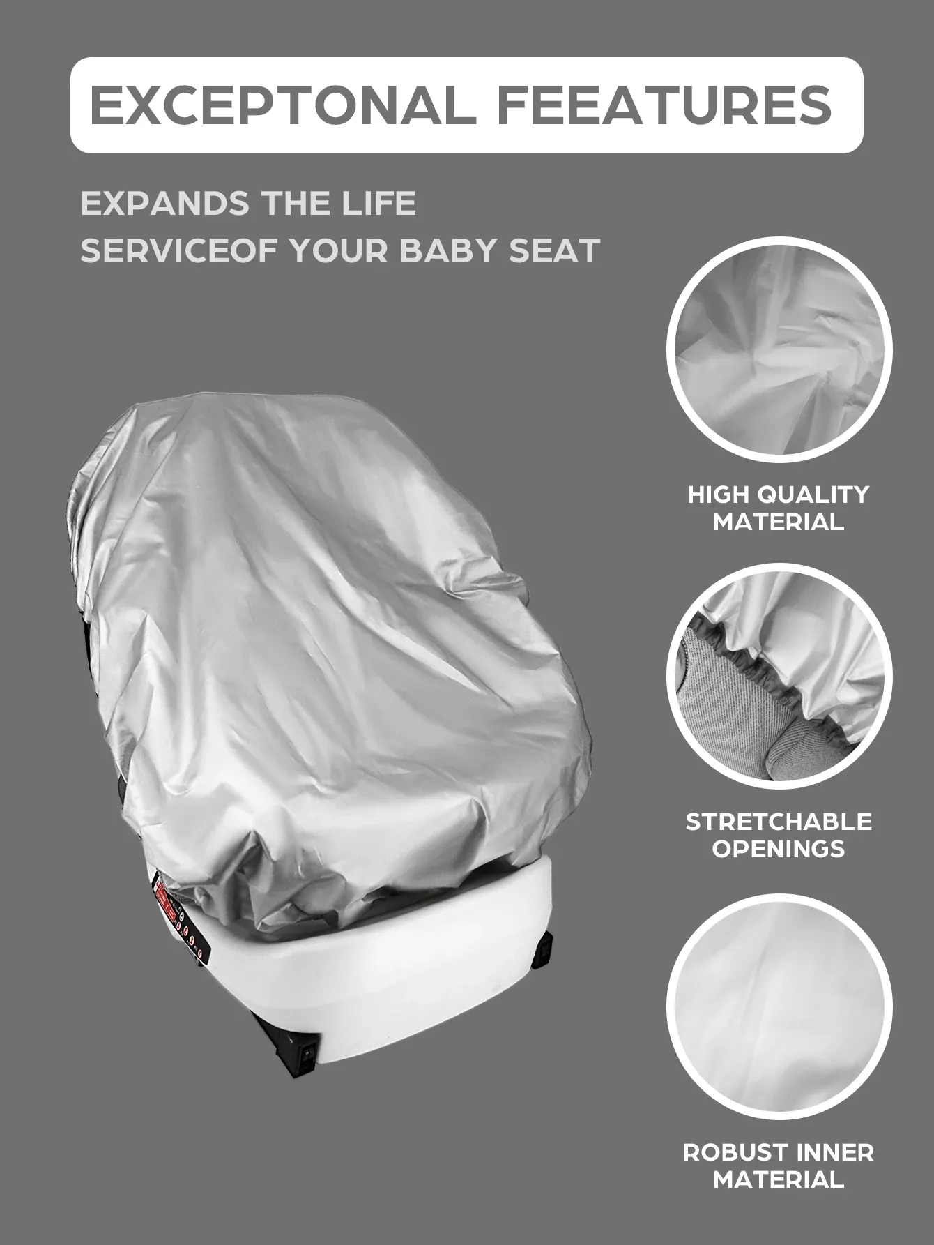 Pare-soleil pour siège auto bébé, protection UV et anti-chaleur, accessoire de voyage universel 5