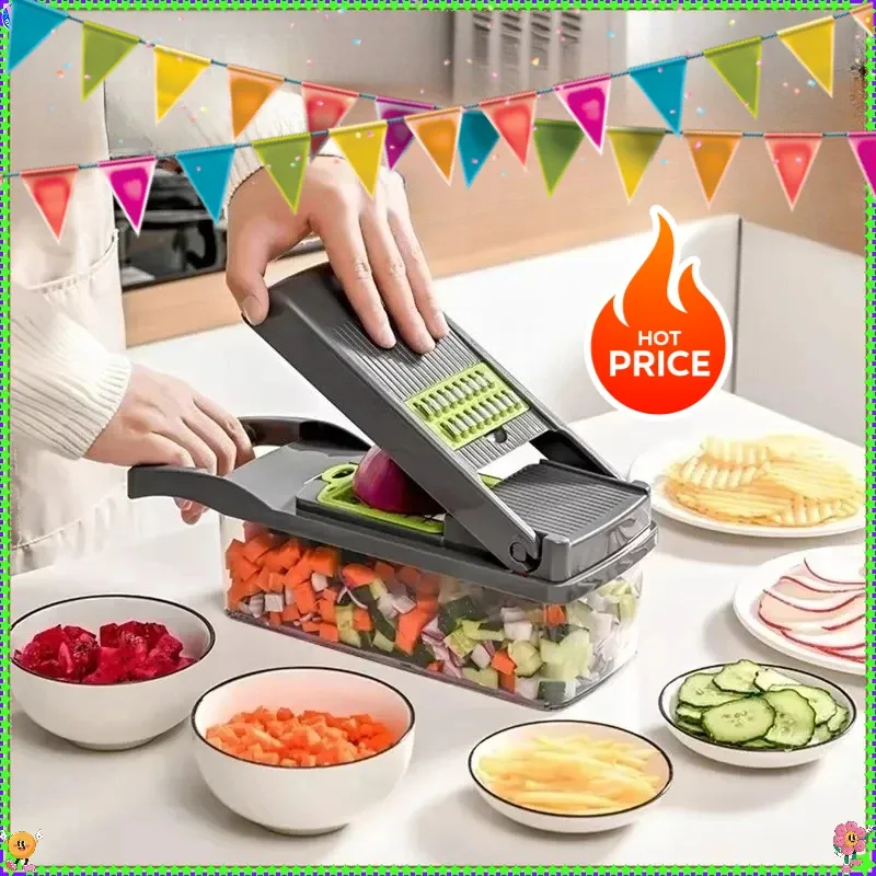 Hachoir à aliments 5 en 1 pour trancheurs, coupe-dés et râpes manuelles, hachoir à légumes multifonctionnel, ustensile de cuisine