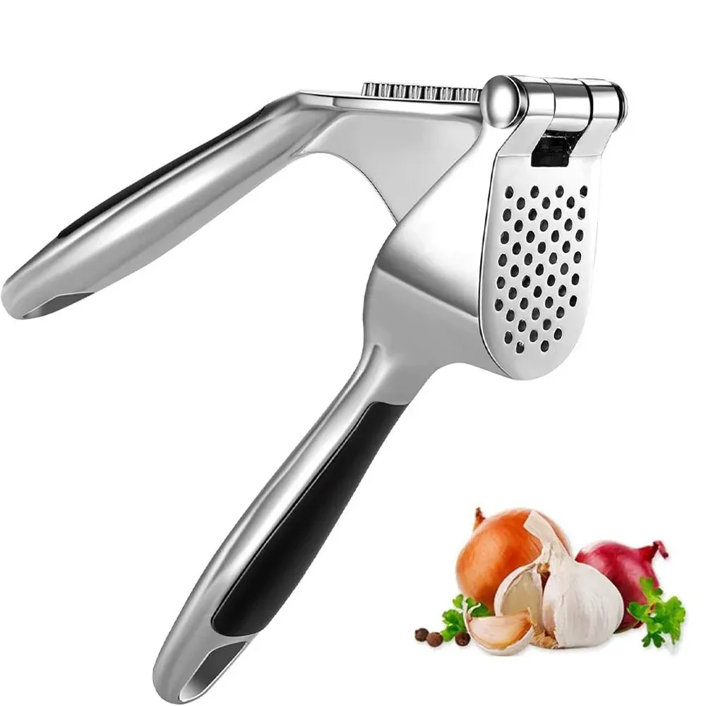 Presse-ail facile à nettoyer avec poignée ergonomique souple en alliage de zinc, pour hacher et écraser l'ail (1 pièce) - Image 1