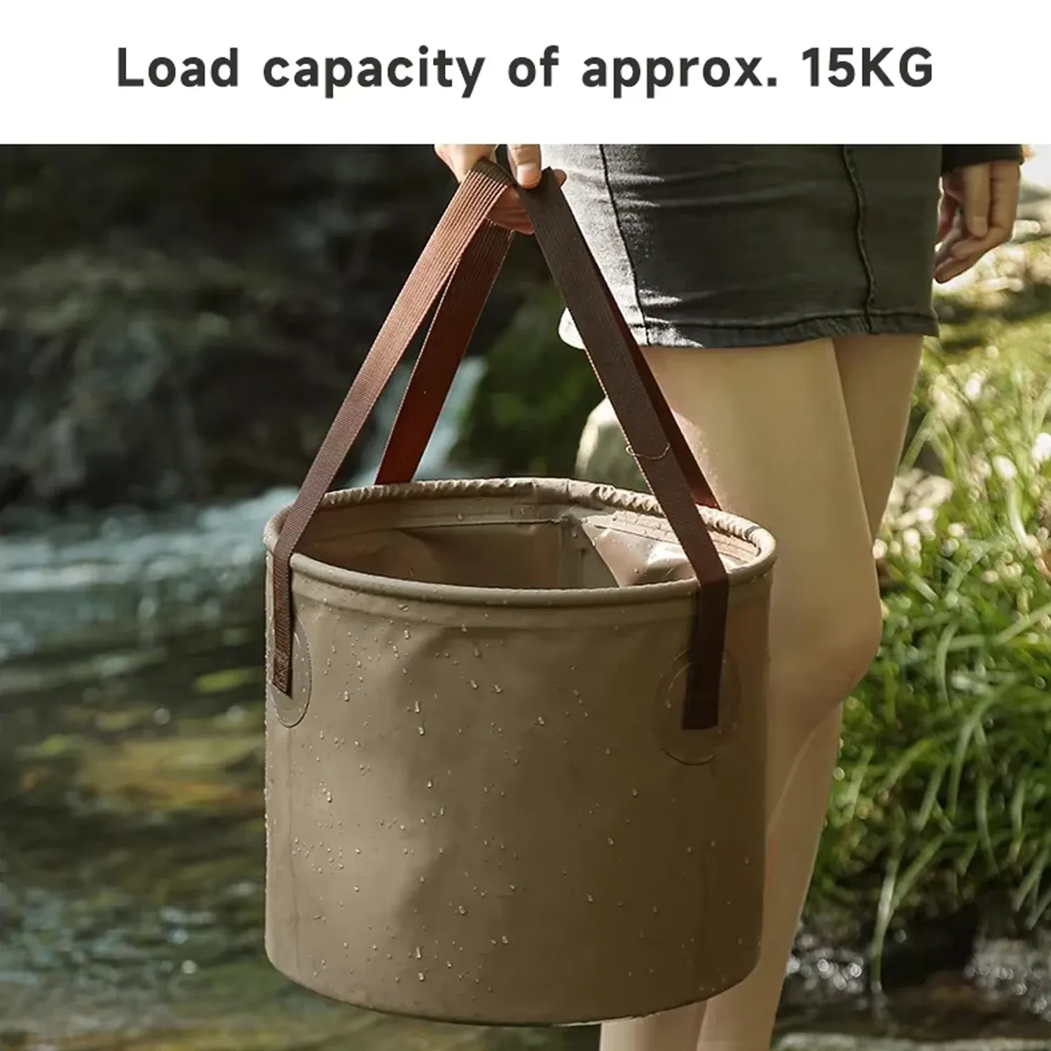 Seau pliable multifonctionnel 10 L / 20 L, bassin portable étanche pour le camping et le plein air 3