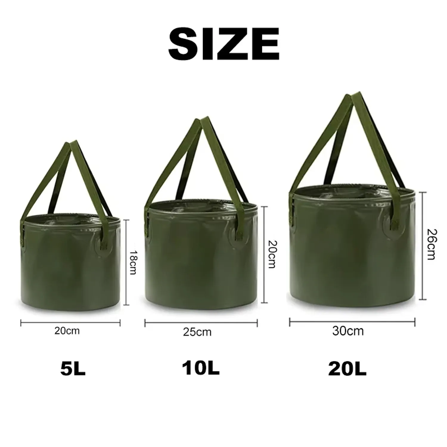 Seau pliable multifonctionnel 10 L / 20 L, bassin portable étanche pour le camping et le plein air 6