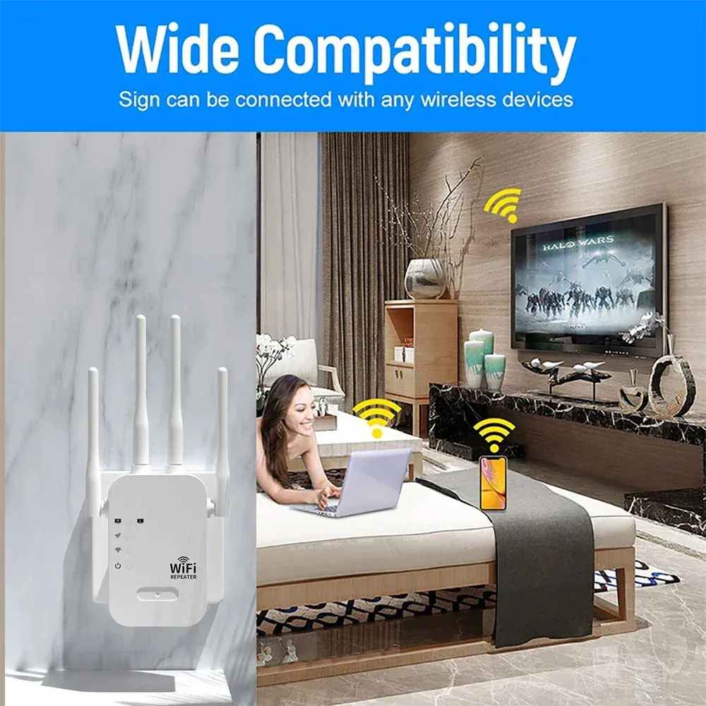 Répéteur WiFi 1200 Mbps double bande 2,4 GHz / 5 GHz, amplificateur de signal longue portée 5
