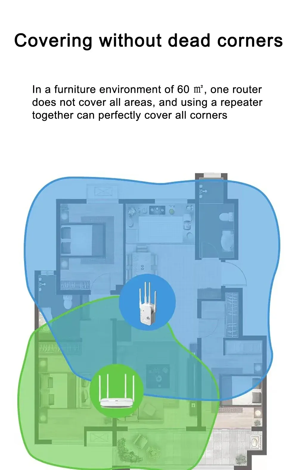 Répéteur Wi-Fi, vue des détails et de la connectique