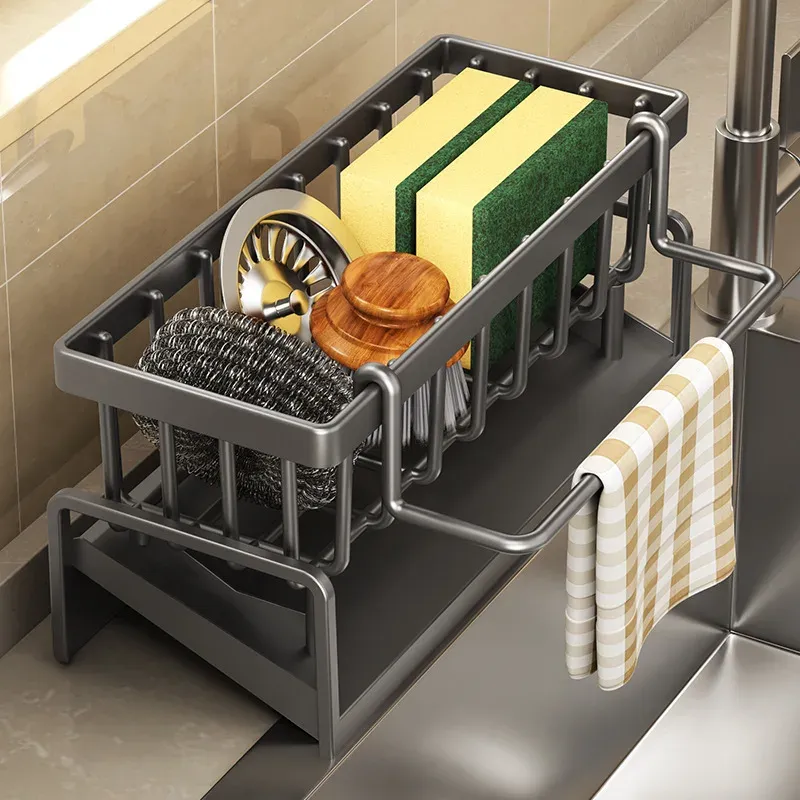Étagère de rangement pour épices avec égouttoir, à fixer sur robinet