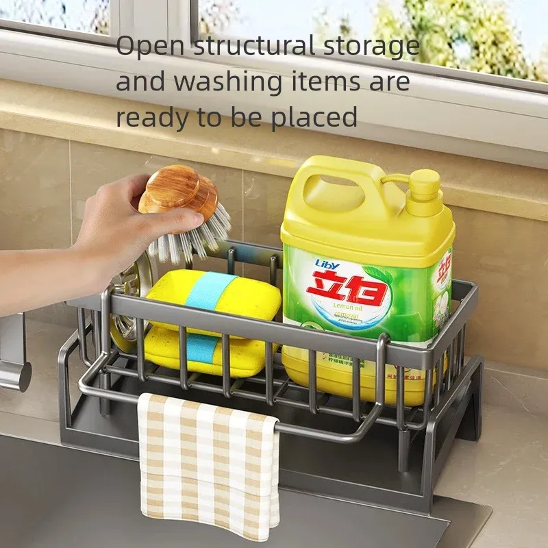 Étagère de rangement pour épices avec égouttoir, à fixer sur robinet 2