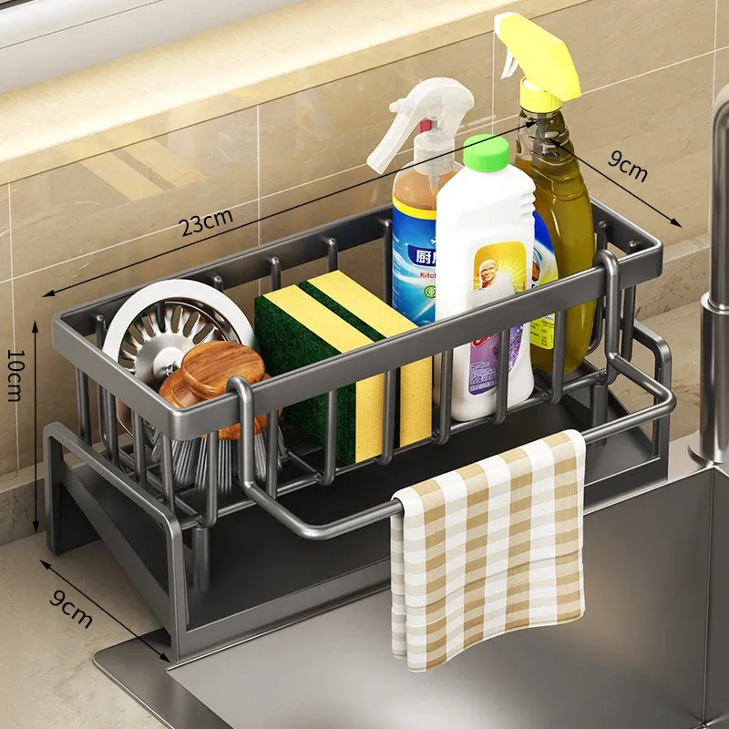 Étagère de rangement pour épices avec égouttoir, à fixer sur robinet 4