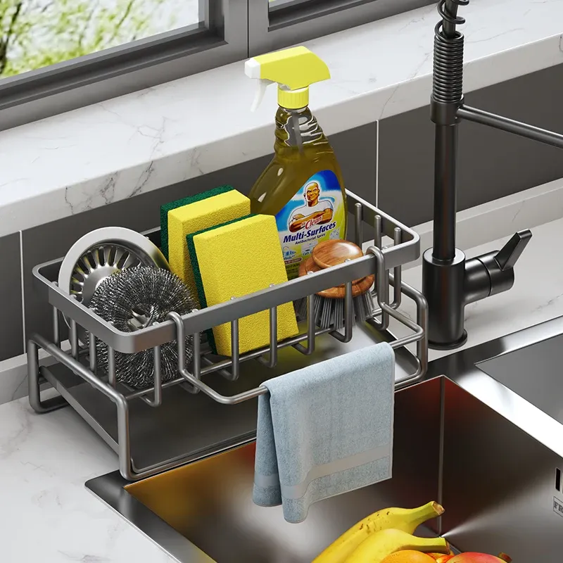 Étagère de rangement pour épices avec égouttoir, à fixer sur robinet 6