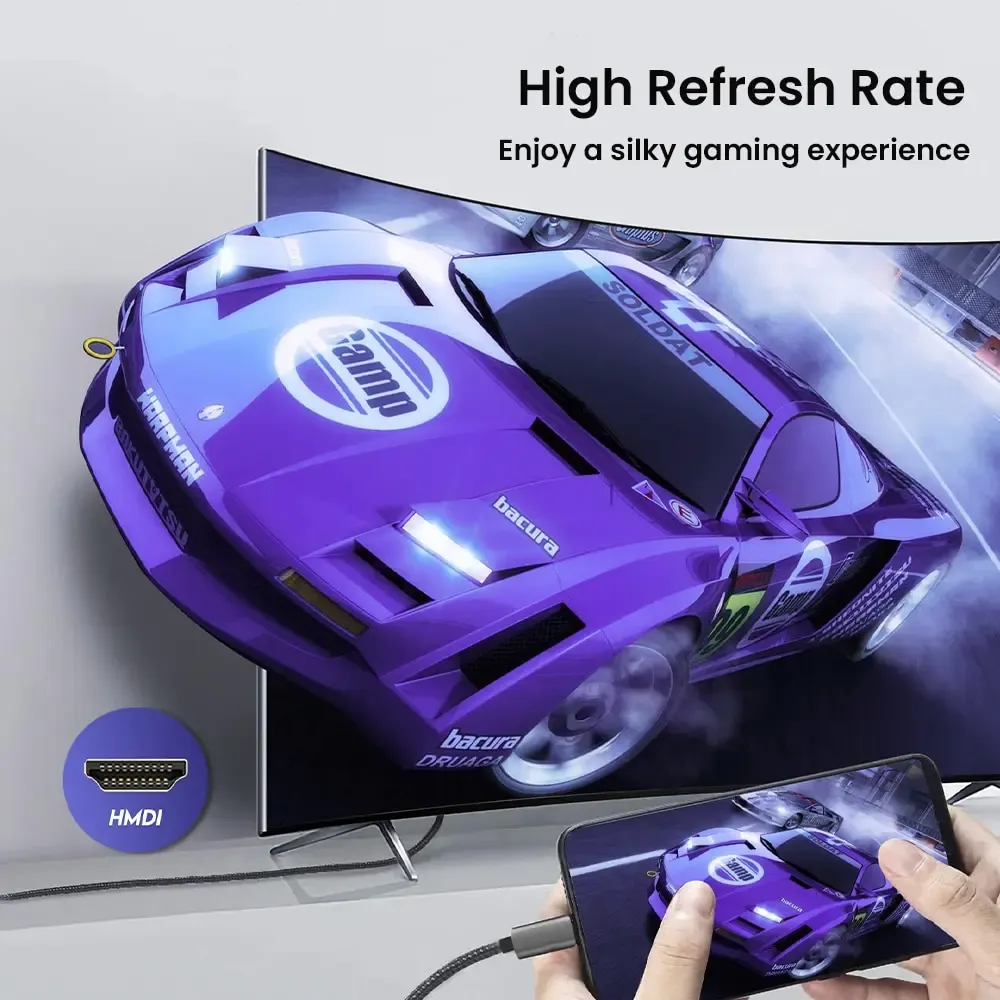 NIERBO Câble adaptateur USB-C vers HDMI tressé 4K 60 Hz, 2 m, compatible MacBook, Pixel, iPad et Dell 5