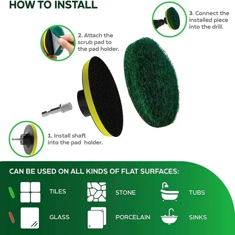 Kit de brosses de nettoyage électriques pour carrelage, voiture, salle de bains et cuisine 4