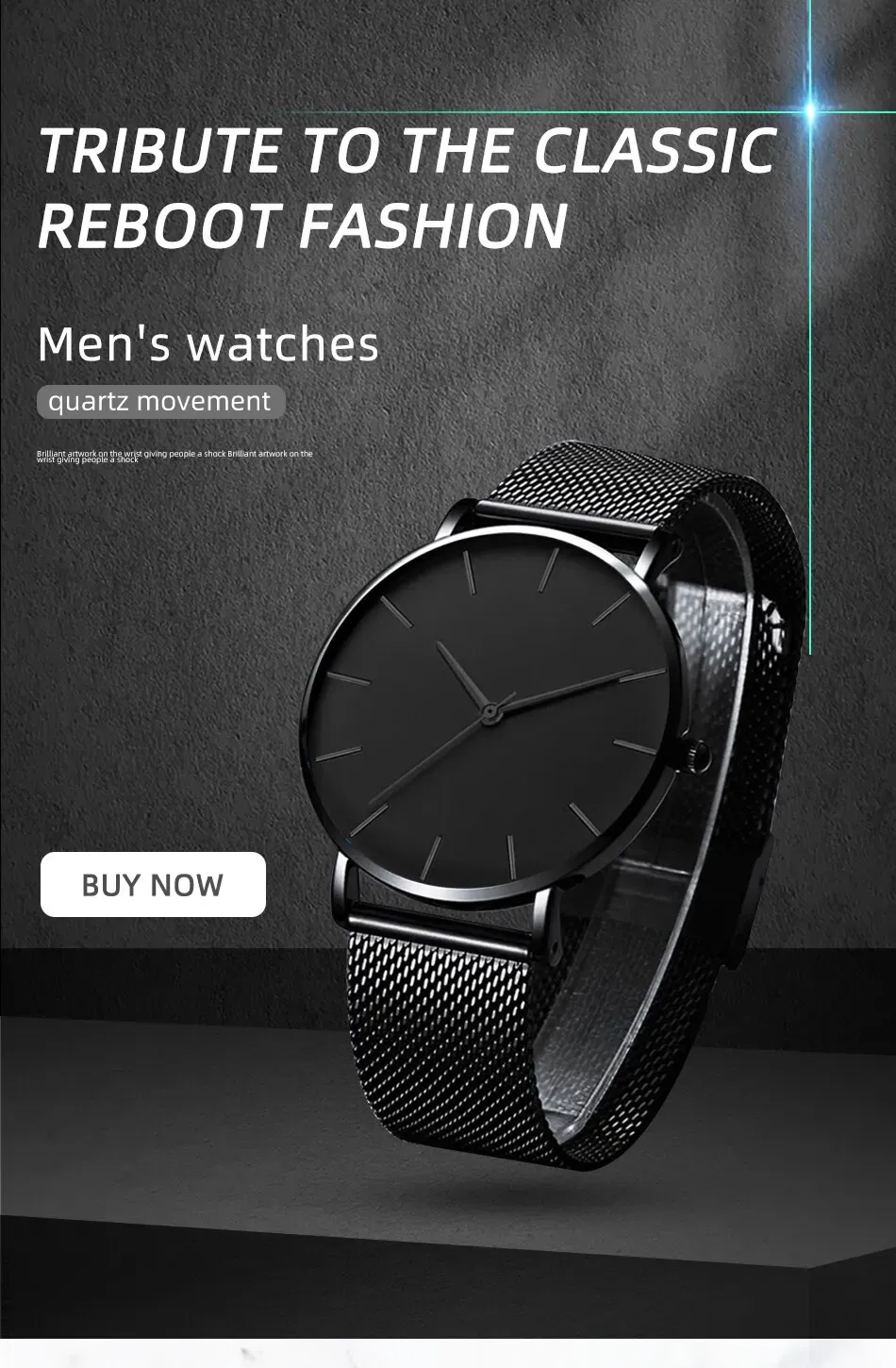 Montre minimaliste pour homme, vue d'ensemble