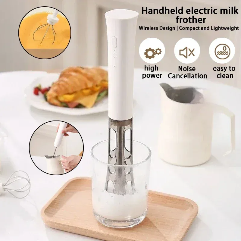 Fouet à œufs électrique portatif rechargeable, compact et pratique, pour la cuisine, mousseur à lait et agitateur à café - Image 1