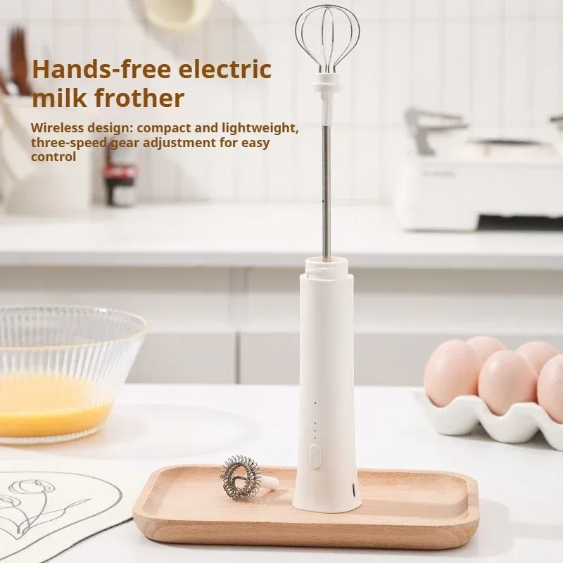 Fouet à œufs électrique portatif rechargeable, compact et pratique, pour la cuisine, mousseur à lait et agitateur à café 2