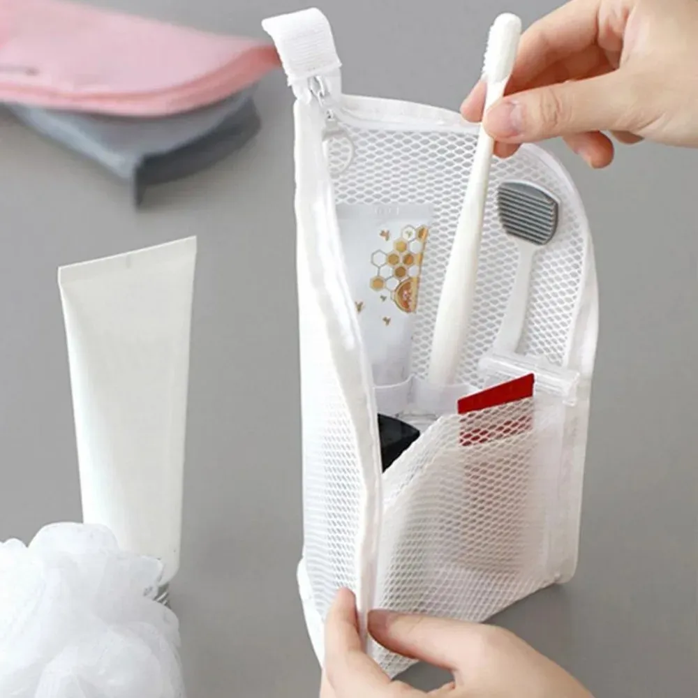 Trousse de toilette de voyage en maille EVA, sac de rangement cosmétiques transparent à fermeture éclair pour femme 2