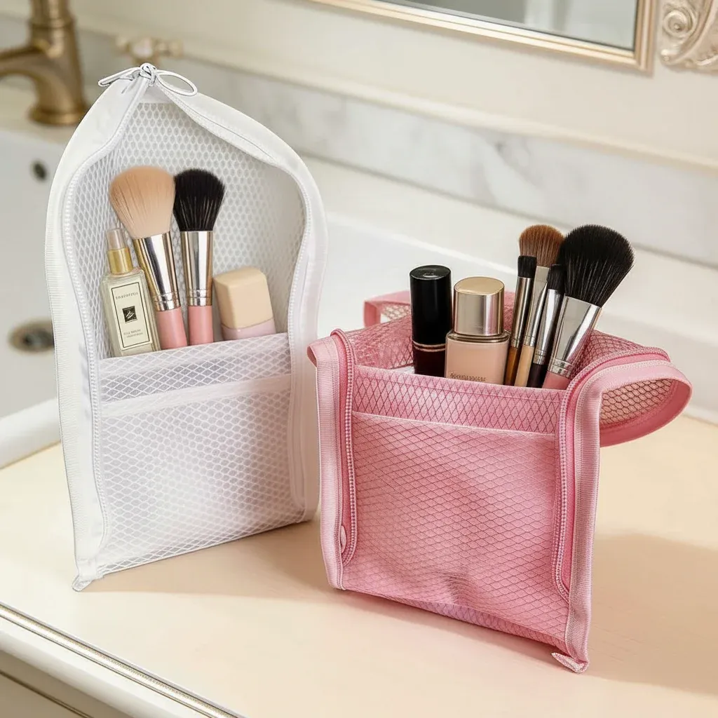 Trousse de toilette de voyage en maille EVA, sac de rangement cosmétiques transparent à fermeture éclair pour femme - Image 1
