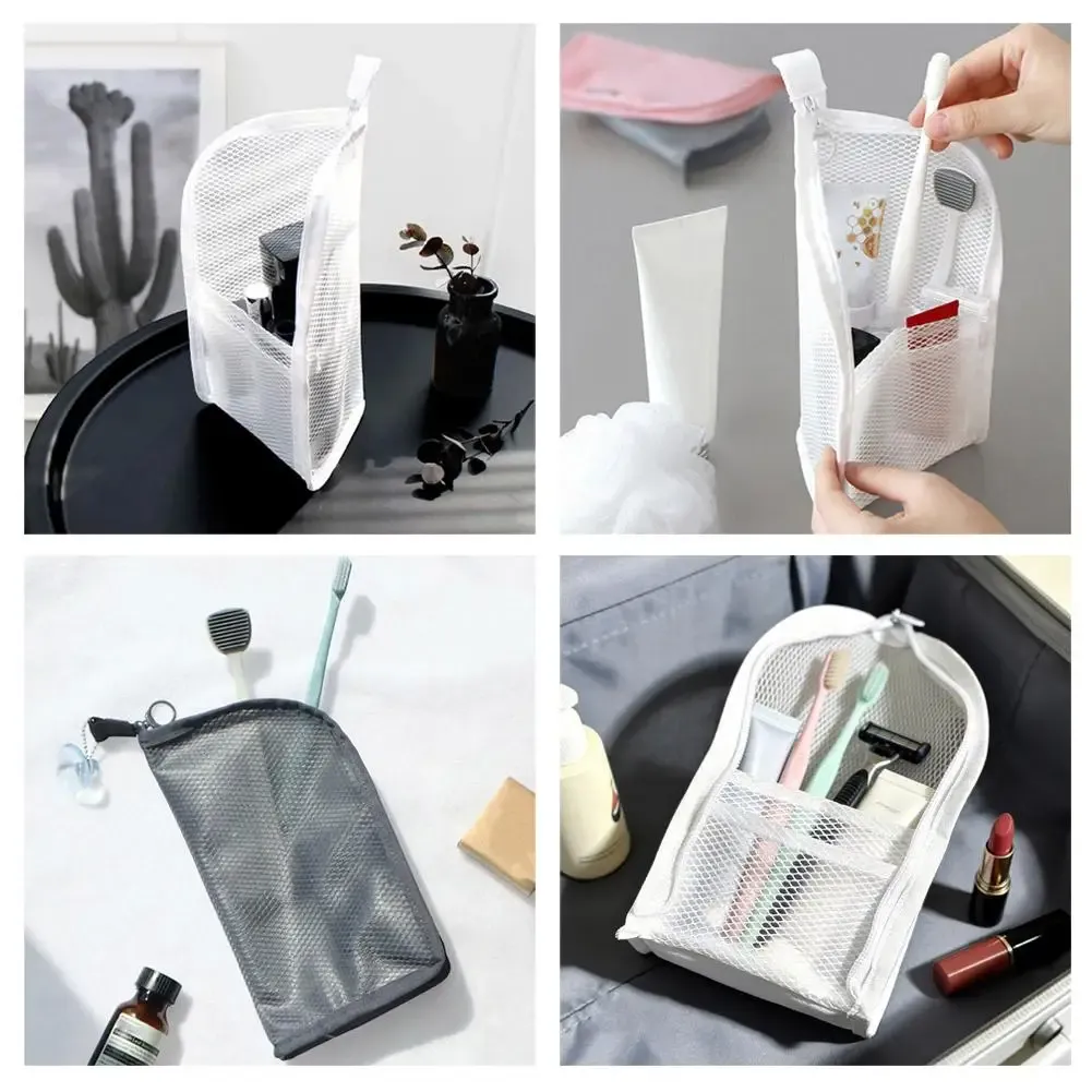 Trousse de maquillage en maille, finition soignée