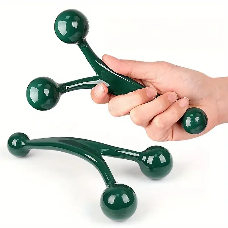 Masseur manuel 3 têtes – Design ergonomique pour le cou, les épaules et les pieds – Outil portable de massage musculaire pour la maison, le bureau et la salle de sport – Durable 3