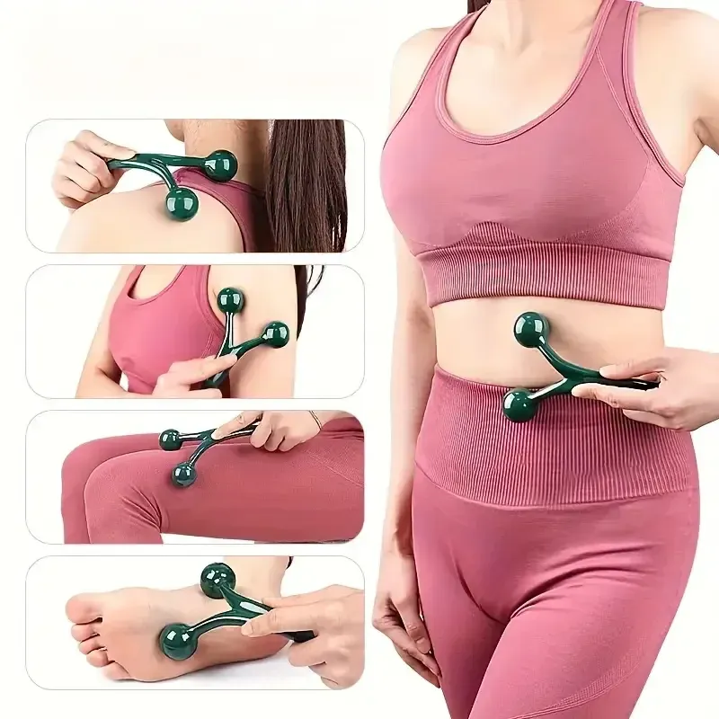 Masseur manuel 3 têtes – Design ergonomique pour le cou, les épaules et les pieds – Outil portable de massage musculaire pour la maison, le bureau et la salle de sport – Durable 2