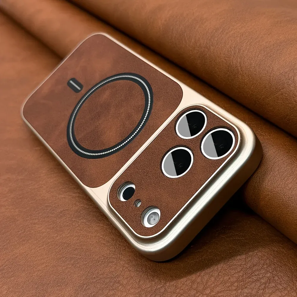 Étui de téléphone magnétique en similicuir mat de luxe pour iPhone 13, 14, 15, 16, 17, 17 Air, Pro et Pro Max, compatible recharge sans fil MagSafe 6