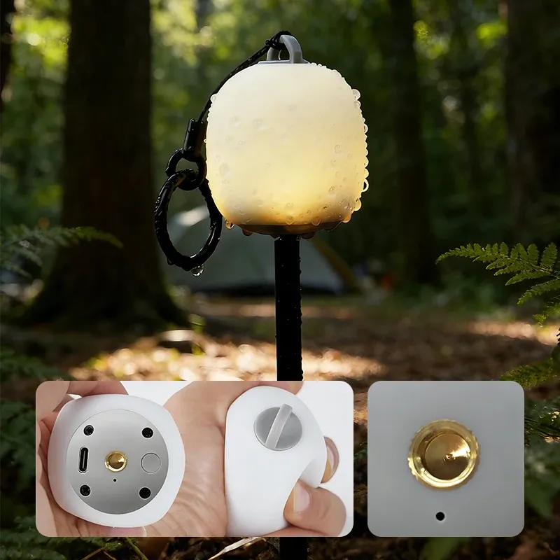 Lanterne de camping LED rechargeable WESTTUNE, légère, idéale pour l'escalade et la randonnée, lampe en silicone à intensité variable pour l'extérieur, ambiance confortable 2