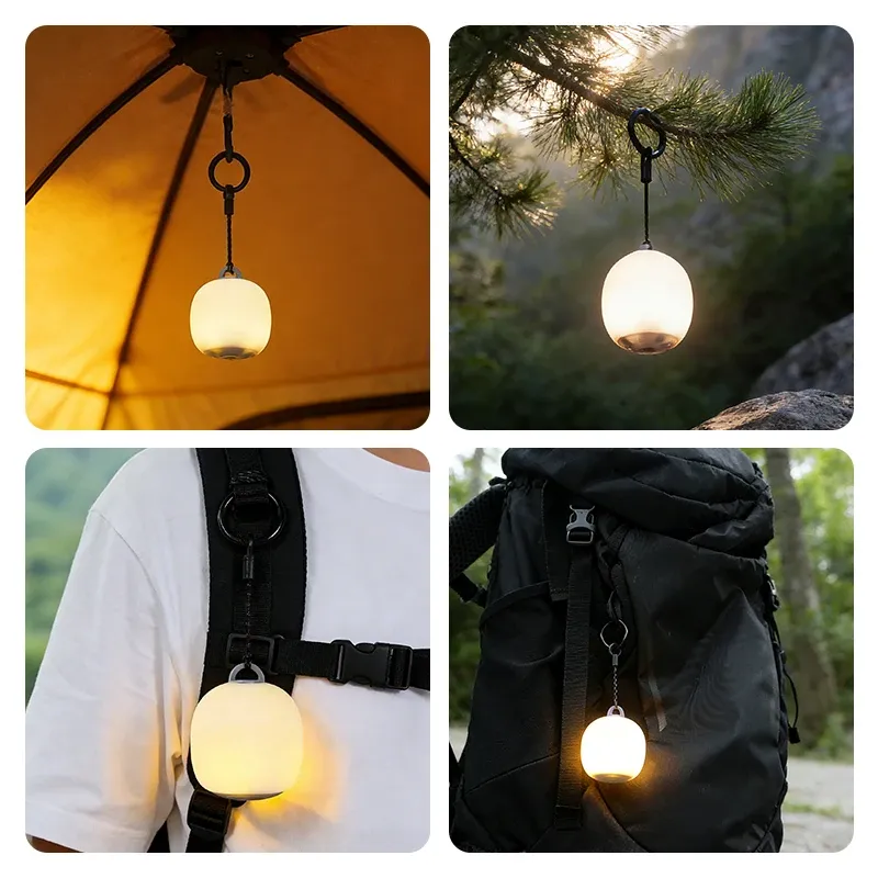 Lanterne de camping LED rechargeable WESTTUNE, légère, idéale pour l'escalade et la randonnée, lampe en silicone à intensité variable pour l'extérieur, ambiance confortable 6